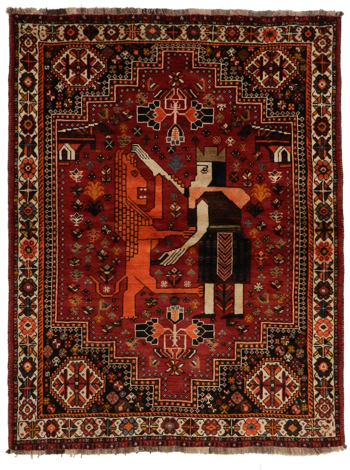 ?Figural Shiraz rug
